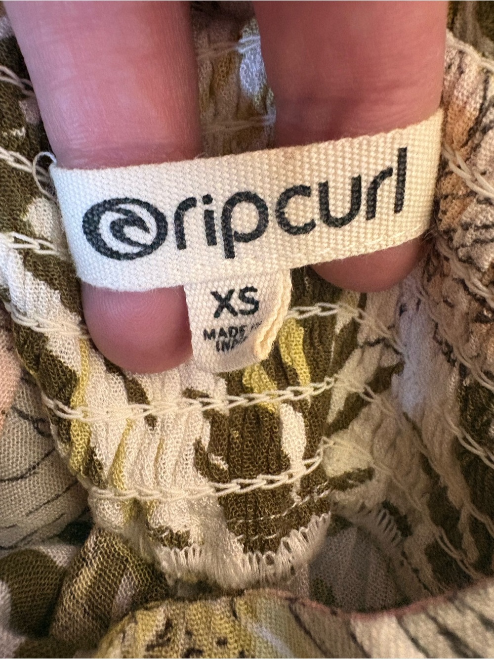 RIPCURL Gauzy Cotton High Rise Green/Pink Floral Wide Leg Cropped Pants Sz XS - Picture 6 of 6